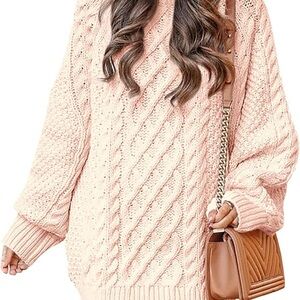 Cozy Pink Cable Knit Sweater
